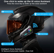 Y10 Motorcycle Helmet Bluetooth Headset | Wireless 5.3 Waterproof IPX6, Noise Cancelling Helmet Headphones with Mic for Single Rider, Hands-Free Music & Calls (HELMET NOT INCLUDED)