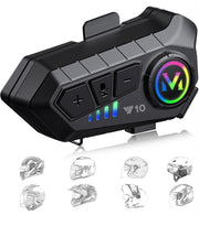 Y10 Motorcycle Helmet Bluetooth Headset | Wireless 5.3 Waterproof IPX6, Noise Cancelling Helmet Headphones with Mic for Single Rider, Hands-Free Music & Calls (HELMET NOT INCLUDED)