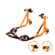 Dismantlable Rear Paddock Stand With 360 Rotation & Skate Wheels (Bike Wt upto: 280 kgs) - Black-Orange