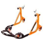 Dismantlable Rear Paddock Stand With 360 Rotation & Skate Wheels (Bike Wt upto: 280 kgs) - Black-Orange