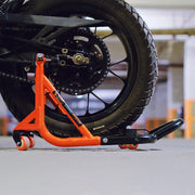 Dismantlable Rear Paddock Stand With 360 Rotation & Skate Wheels (Bike Wt upto: 280 kgs) - Black-Orange